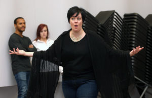 Shawn Mathey rehearses her role as Santuzza in "Cavalleria Rusticana." (Photo provided by BGSU Office of Marketing and Communications)