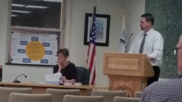 Brian O'Connell explains solar field plans to board of public utilities.