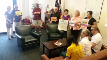 Citizens hold sit-in against gun violence in Congressman Bob Latta's office.