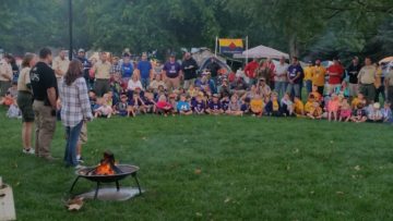 Cub Scout campfire ceremony honoring Conner for his heroic act