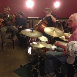 Roger Schupp on drums during one of his last Jazz Night performances.