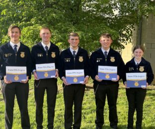 five FFA members hold State Degree certificates
