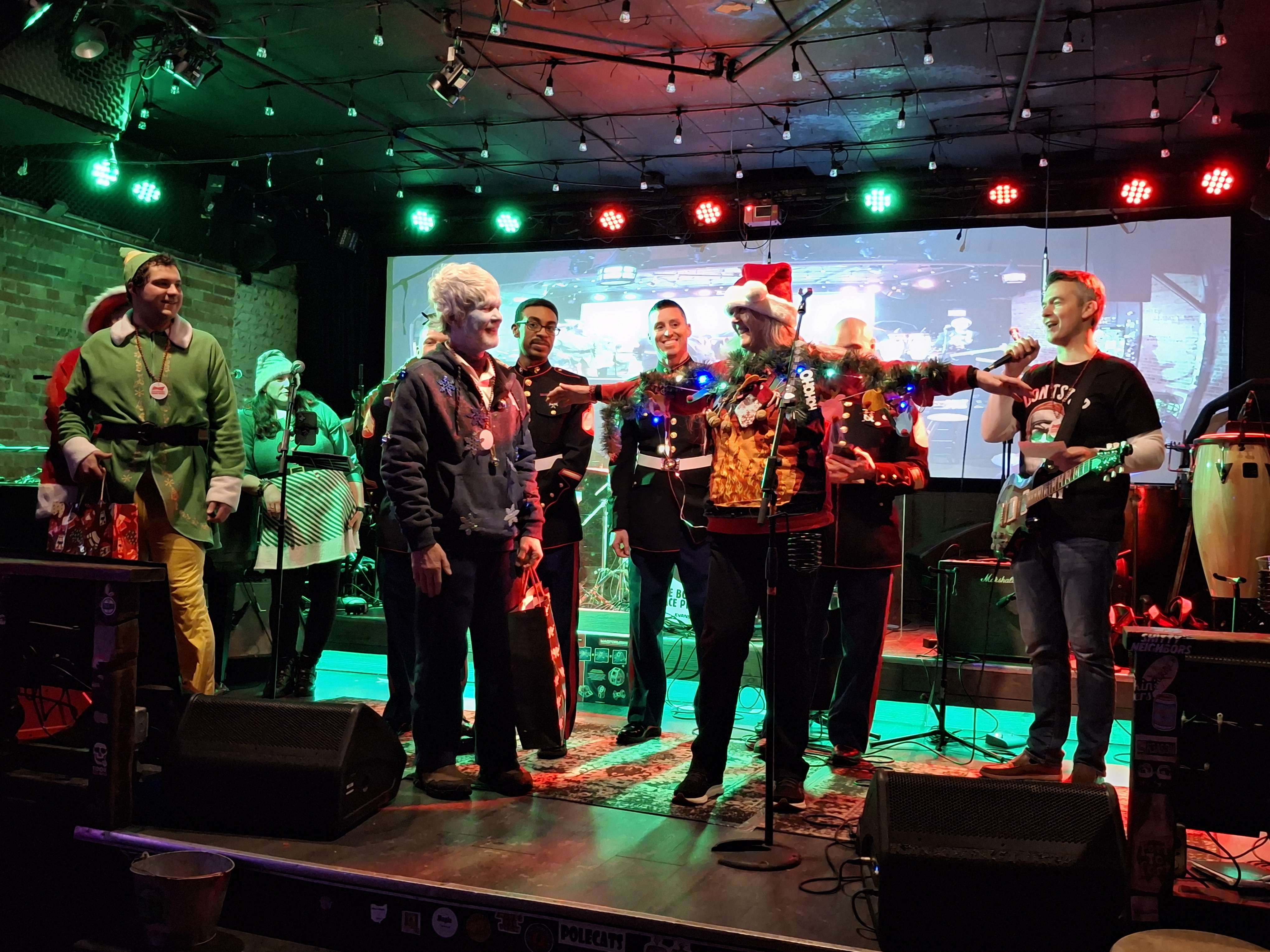 Mary Dennis and Bob Midden were dressed to be "Chestnuts roasting over and open fire," and "Jack Frost nipping at your nose," from the lyrics to "The Christmas Song."