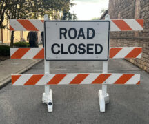 Road Closed Sign in middle of street