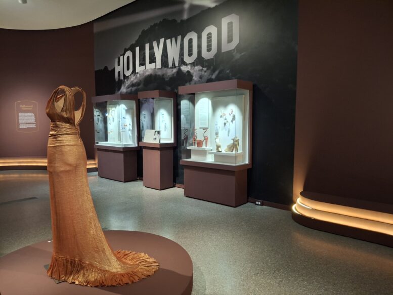 Dress and jewelry worn by movie starts from the 1940s.