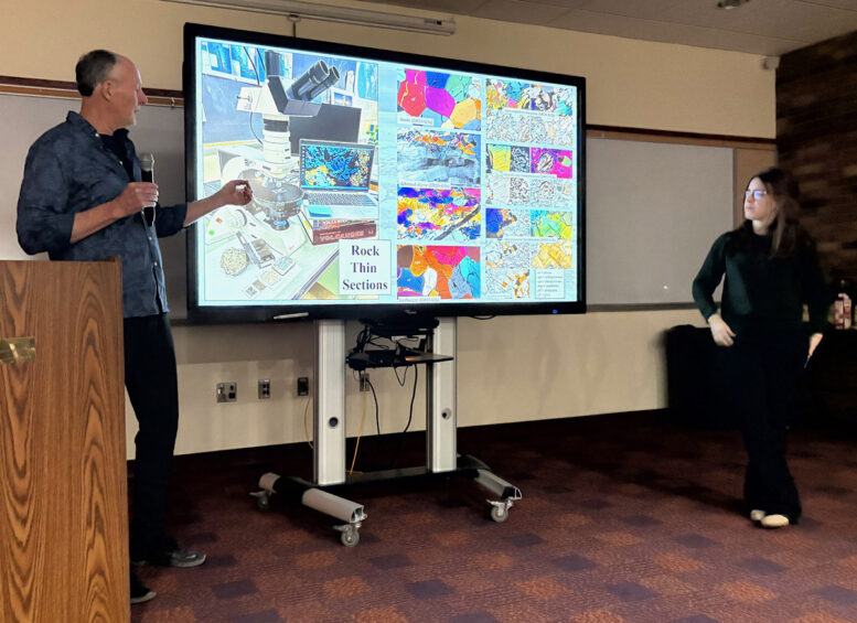 Dr. Kurt Panter and grad student Katie Shanks during Mar 25, 2026, Science Cafe