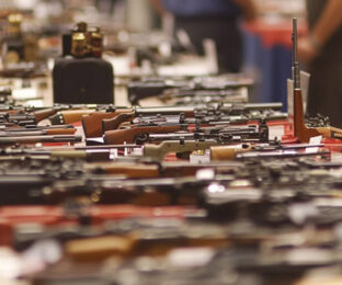 Guns on display at an MVGCA gun show