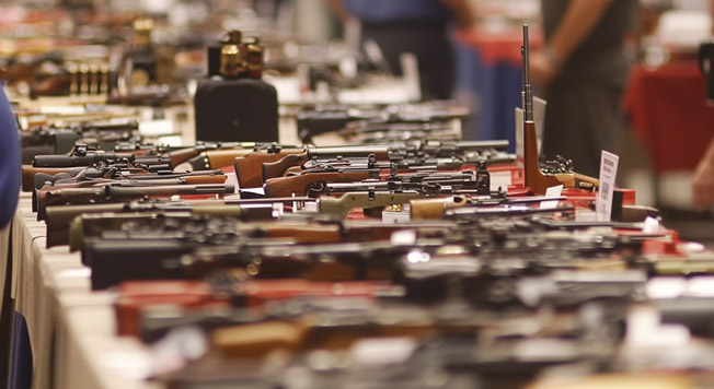 Guns on display at an MVGCA gun show