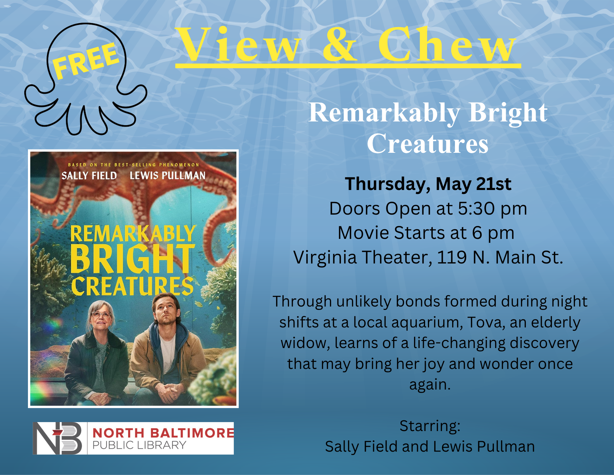 Creature Feature Baltimore North Baltimore Public Library to show ‘Remarkably Bright Creatures ...